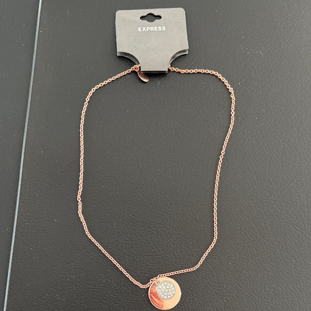 Express Rose Gold Circle Pendant Necklace